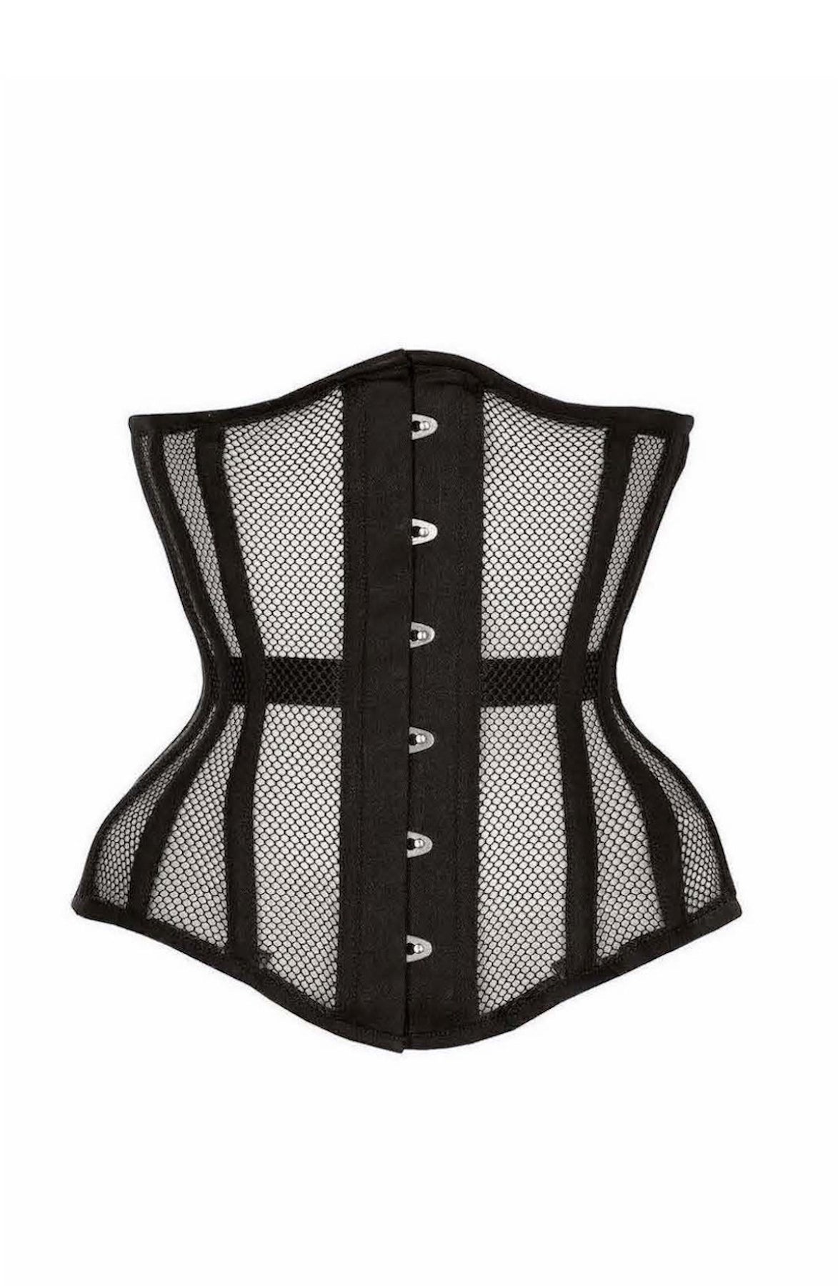 Basically Black Mesh Underbust Longline Corset Corseti Couture