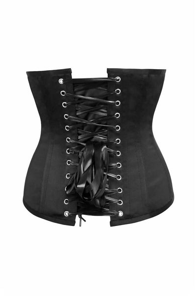 BASICALLY BLACK SATIN UNDERBUST LONGLINE CORSET BACK