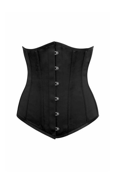 BASICALLY BLACK SATIN UNDERBUST LONGLINE CORSET FRONT