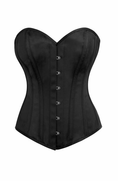 BLACK TO BASICS SATIN CORSET FRONT