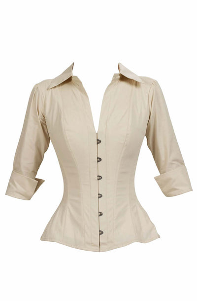 CHAMPAGNE TO BASICS CORSET SHIRT FRONT