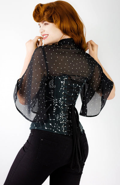 GALAXY OVERBUST CORSET WITH CORD LACING BACK WITH SHIRT