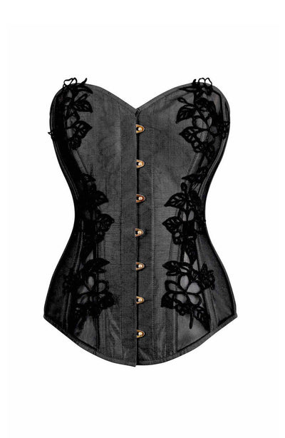 MIDNIGHT LACE APPLIQUE CORSET FRONT