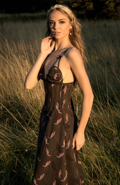 PINK POPPY CORSET MAXI DRESS SIDE
