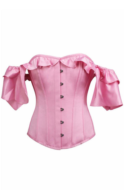 PINK SATIN WATERFALL CORSET FRONT