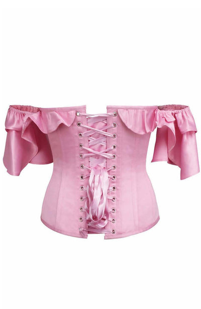 PINK SATIN WATERFALL CORSET BACK
