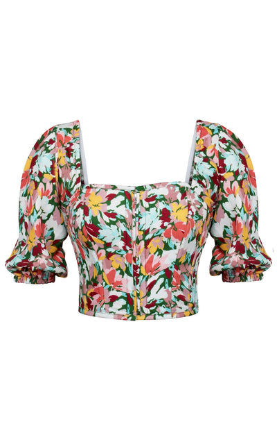 ROSADA FLEUR CROPPED CORSET TOP FRONT