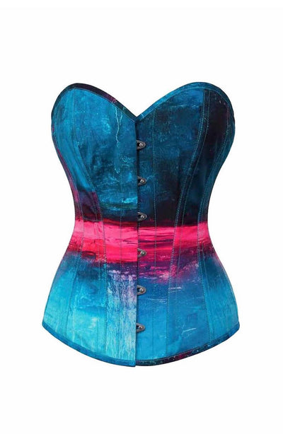 BOLD BLUE AND POPPING PINK ARTWORK CORSET FRONT